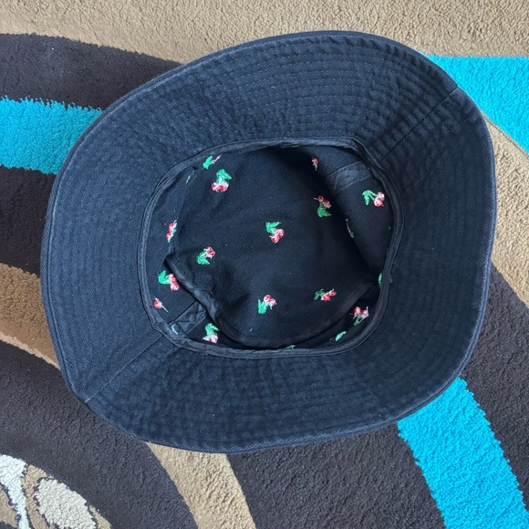 Urban Outfitters Black Bucket Hat with Cherry Design - Picture 3 of 3